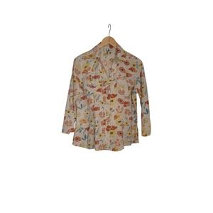 Love Potion Floral Button Front Shirt 100% Cotton 3/4 Sleeve Top PL